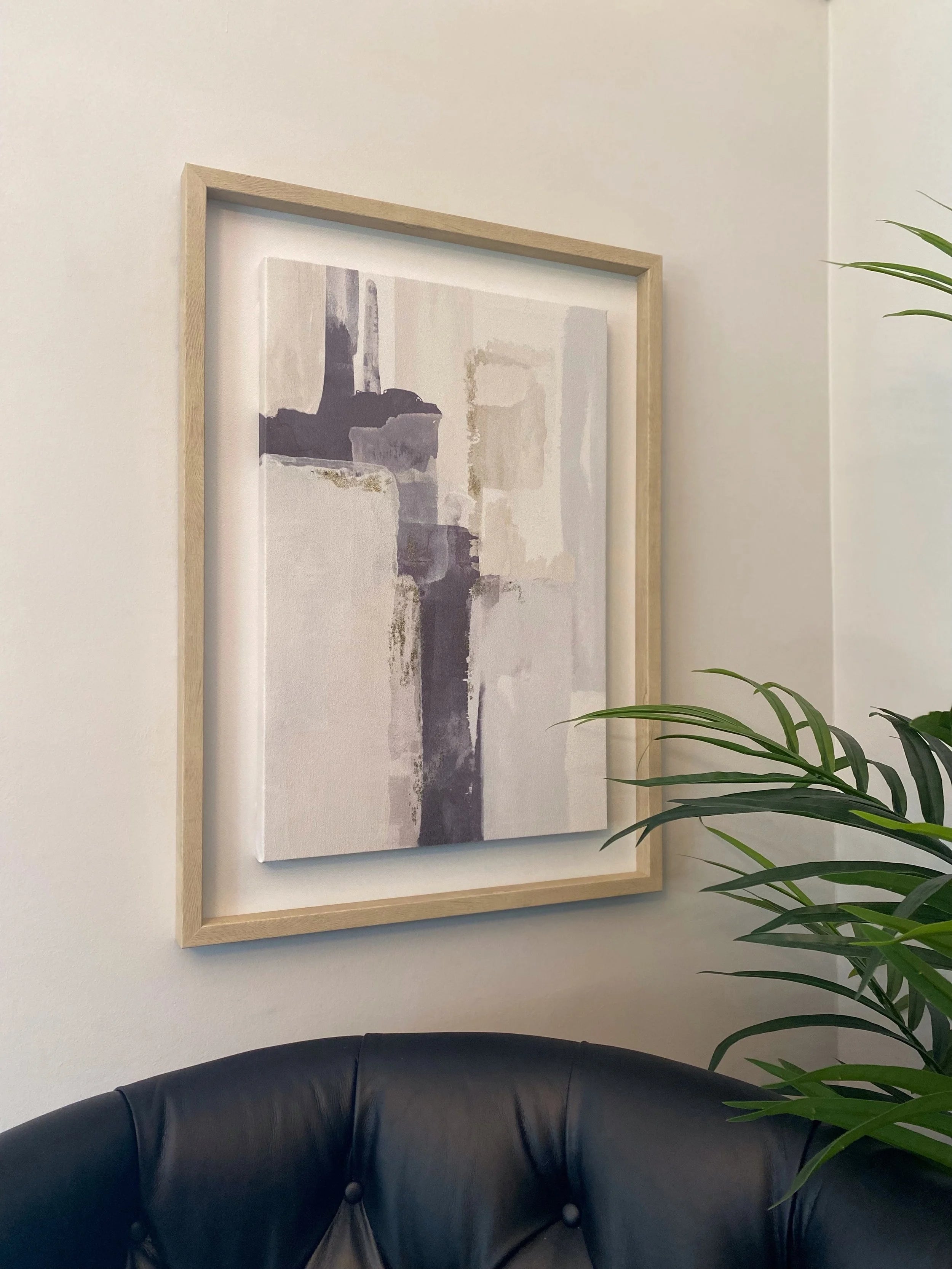 Set of 2 Brush Stroke Framed Canvas