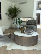 Set of 2 Nesting Marble and Tinted Glass Coffee Tables