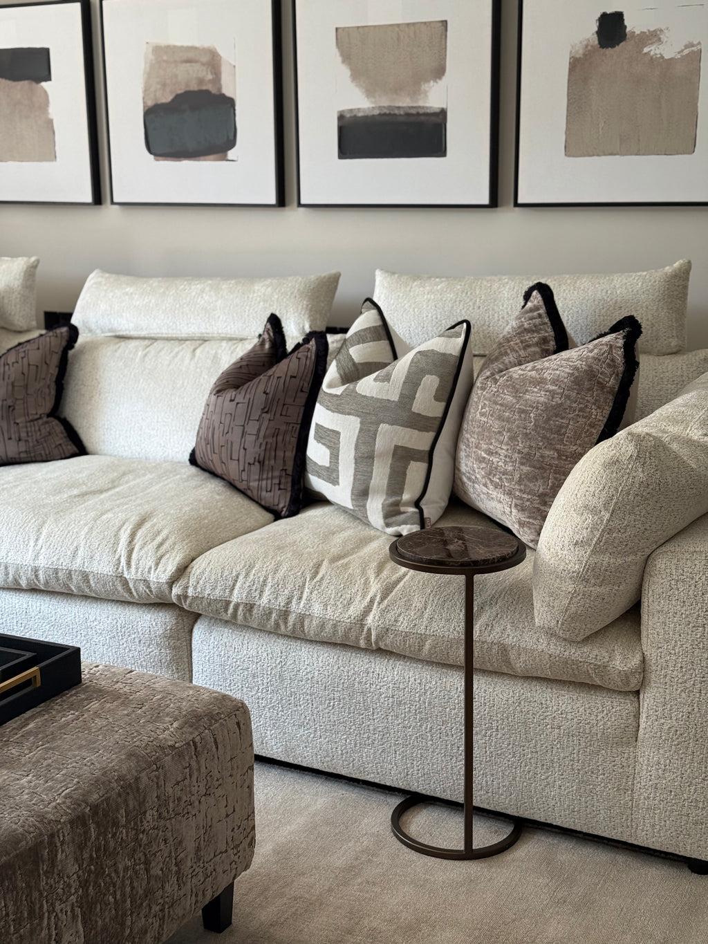 Brown Emperador Marble Accent Table