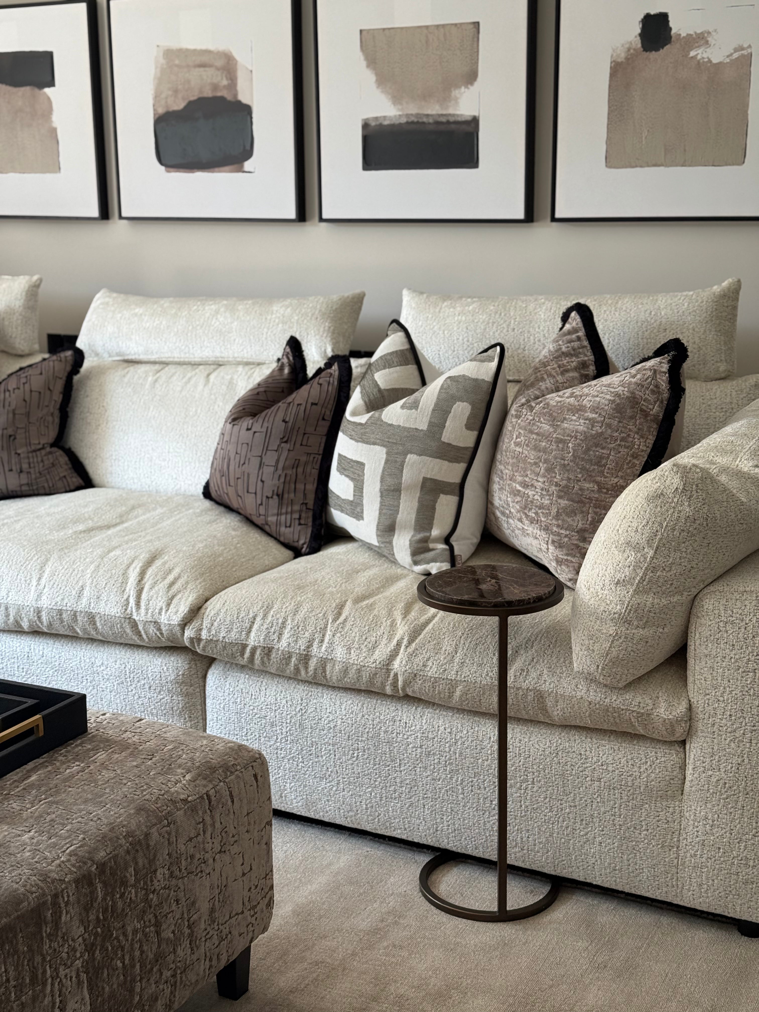 Brown Emperador Marble Accent Table