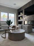 Set of 2 Nesting Marble and Tinted Glass Coffee Tables