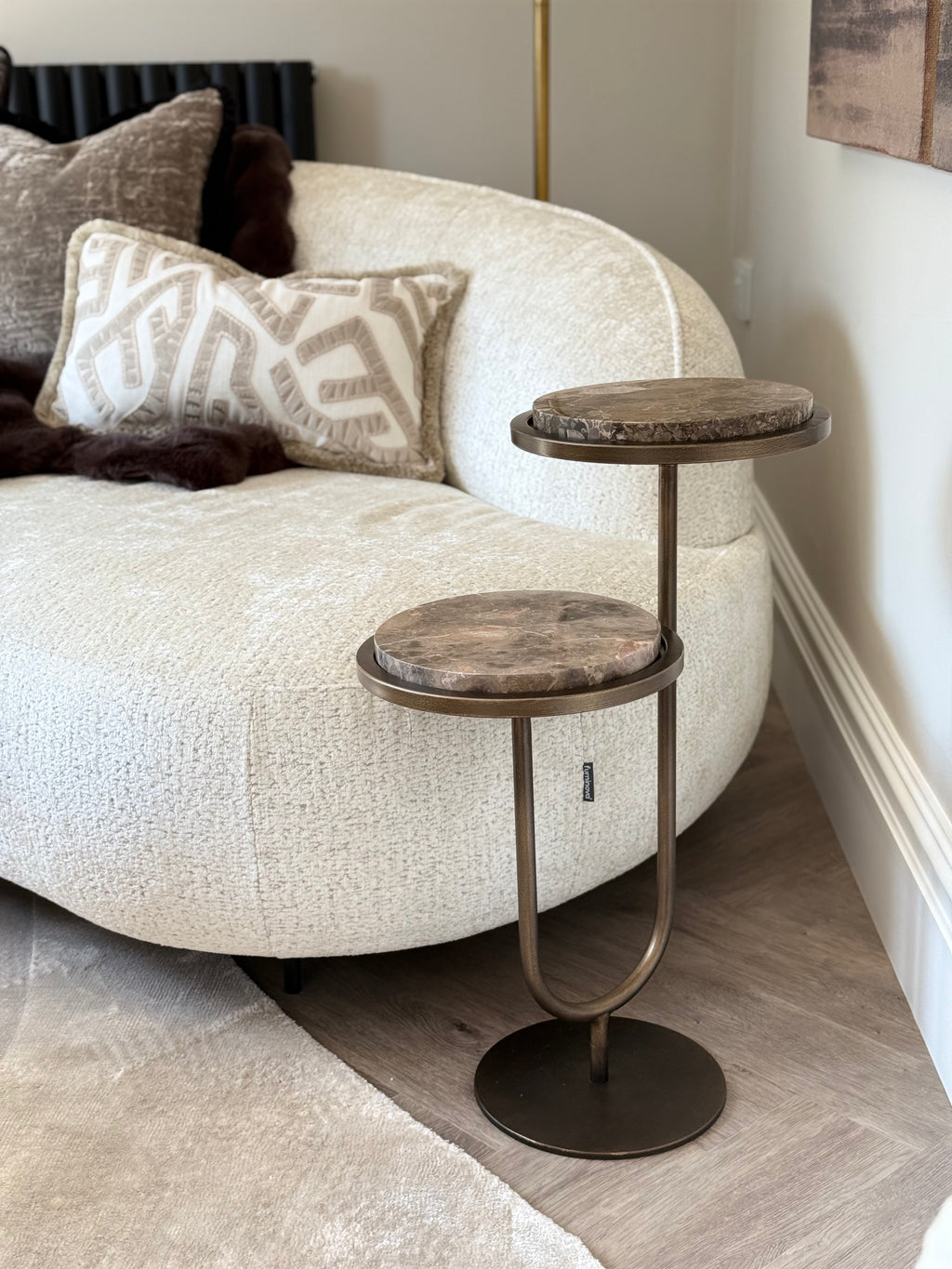 Dark Emperador Marble Double Accent Table