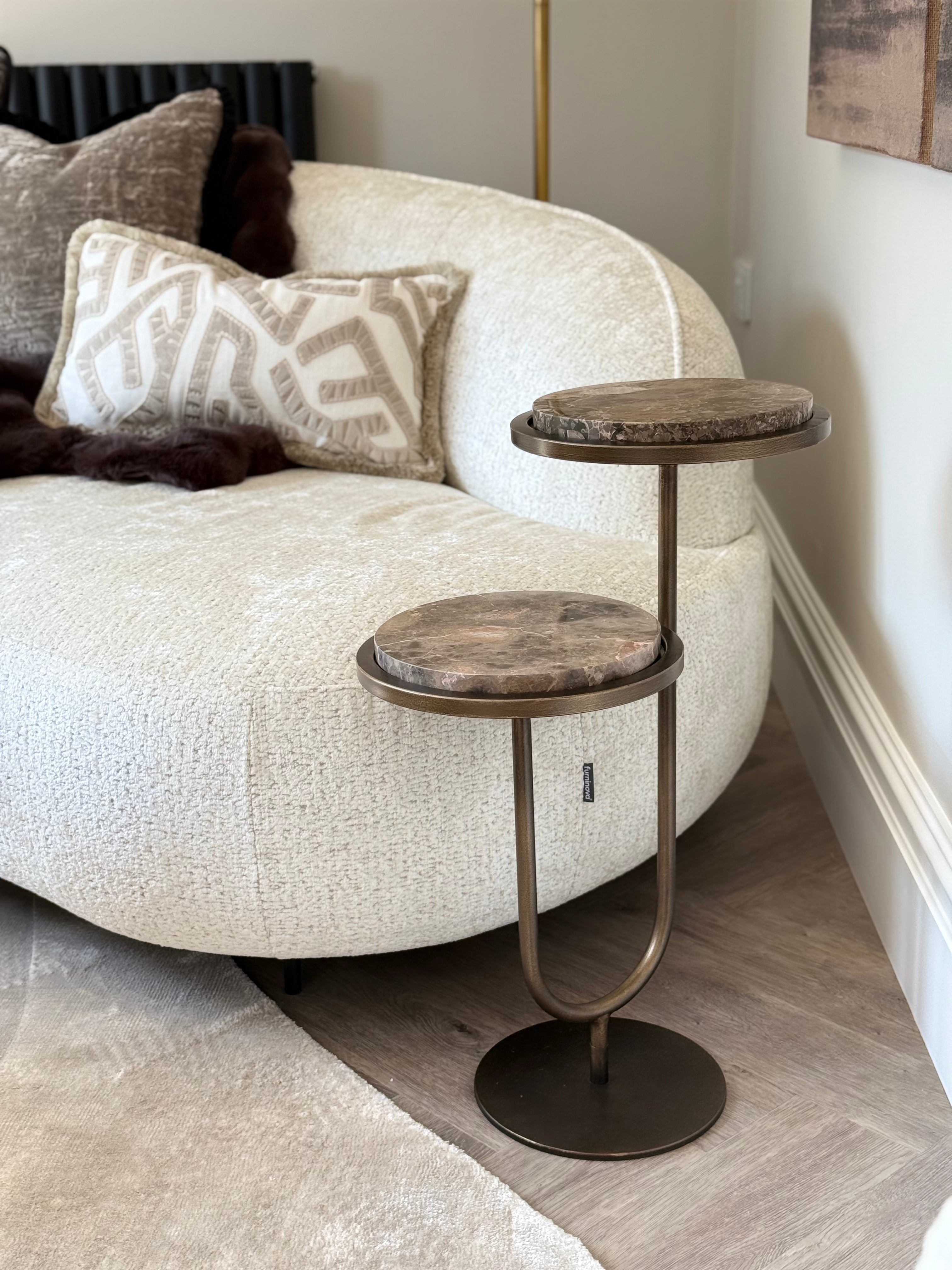 Dark Emperador Marble Double Accent Table