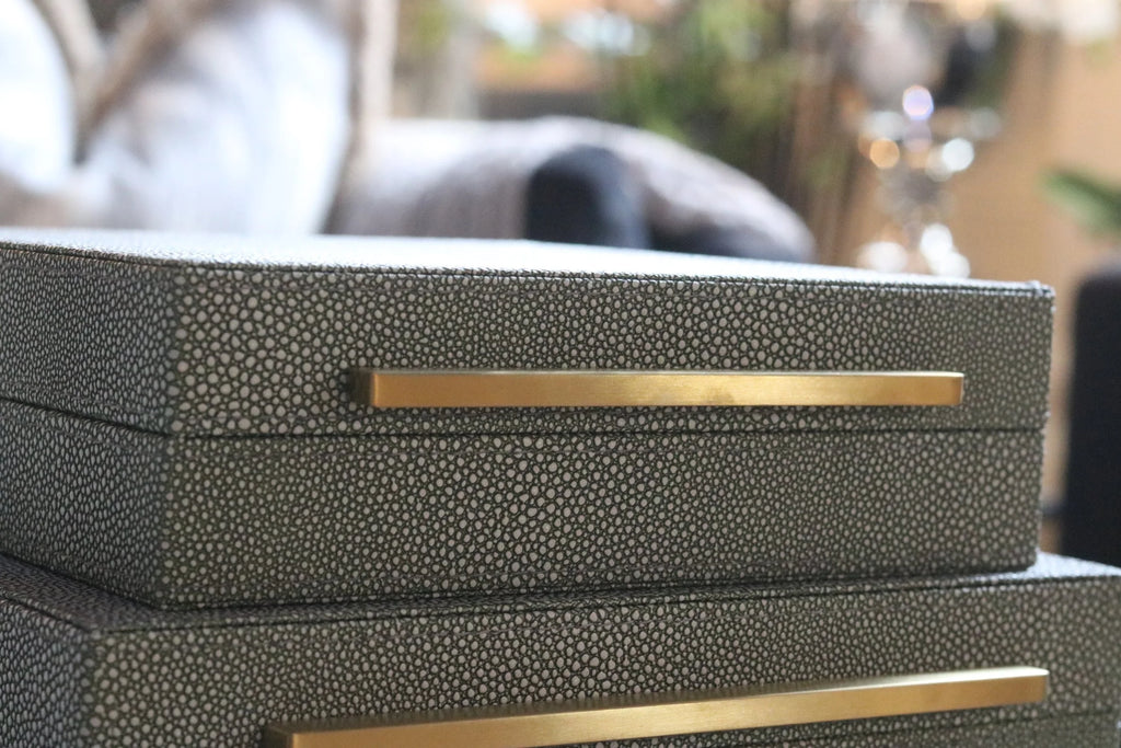 Set of 3 Faux Shagreen Boxes