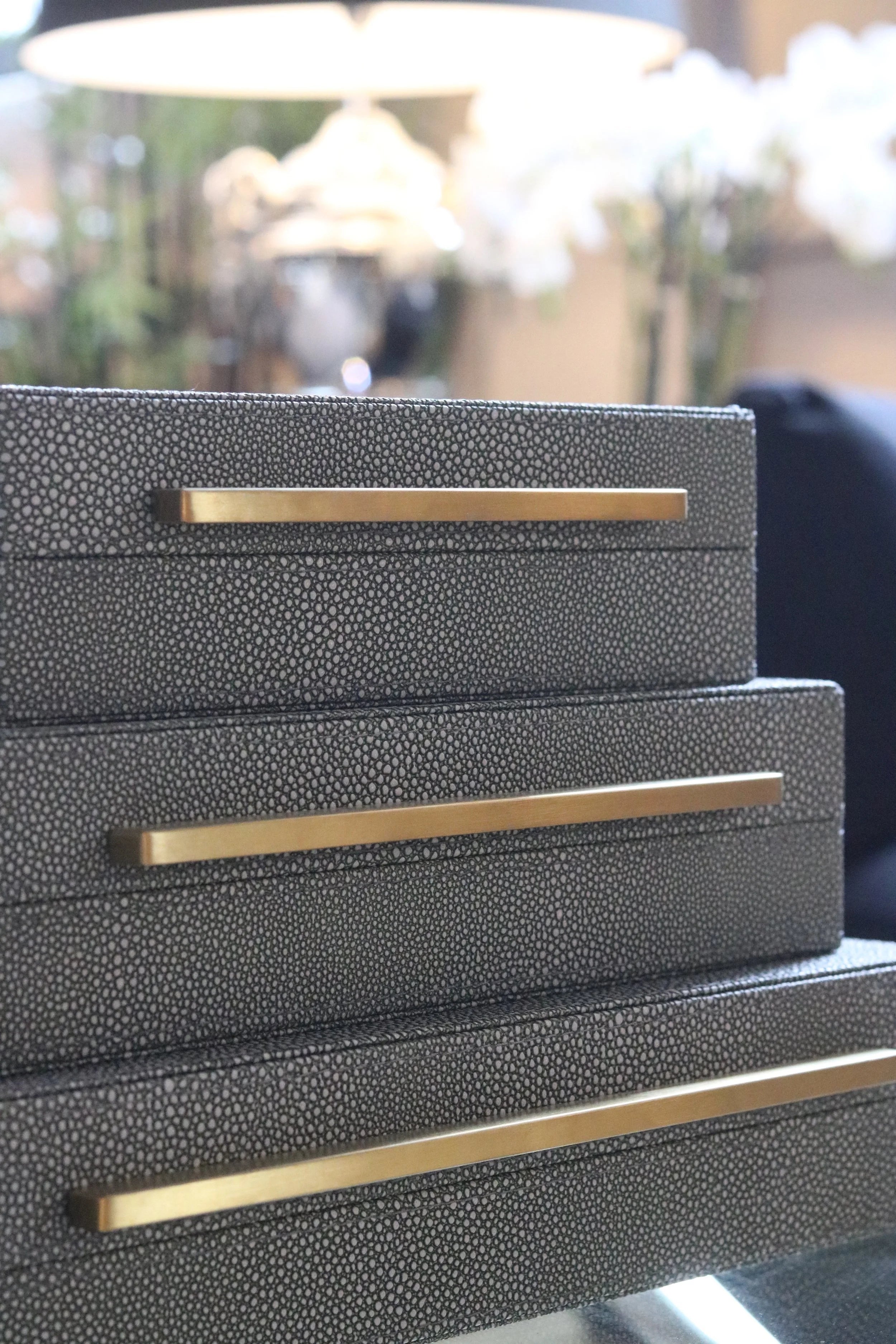 Set of 3 Faux Shagreen Boxes