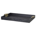 Black Wooden Tray with Gold Iron Handles