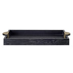 Black Wooden Tray with Gold Iron Handles