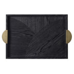Black Wooden Tray with Gold Iron Handles