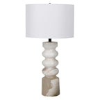 Tall Alabaster Table Lamp with Linen Shade