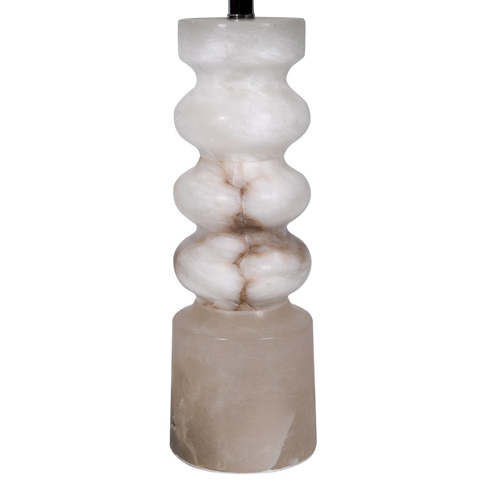 Tall Alabaster Table Lamp with Linen Shade