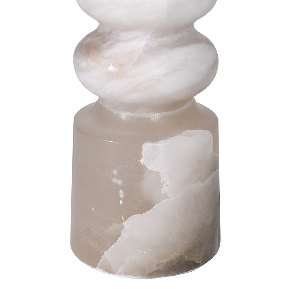 Tall Alabaster Table Lamp with Linen Shade