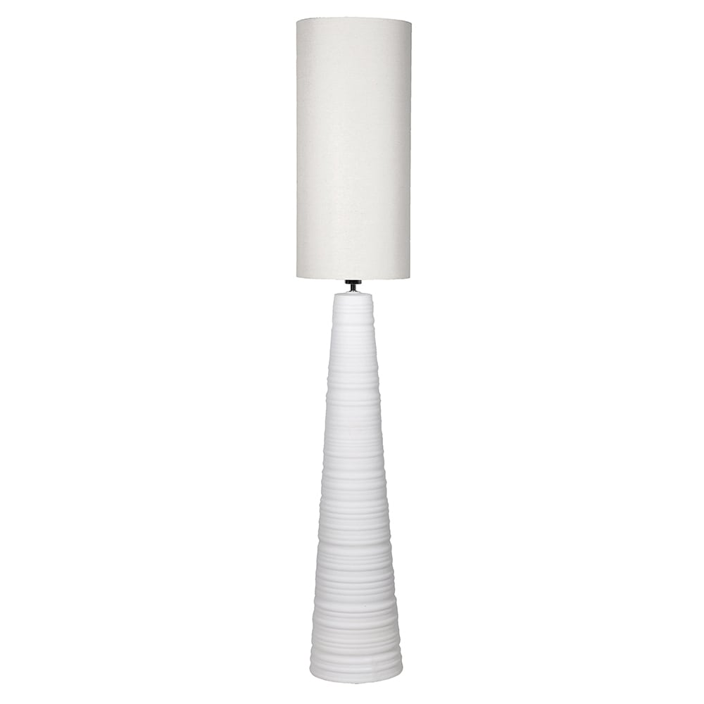 White Tapered Floor Lamp with Linen Shade