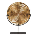 Small Gold Ribbed Disc On Stand
