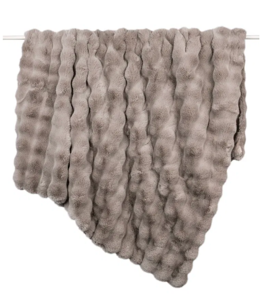 Taupe Waffle Faux Fur Throw