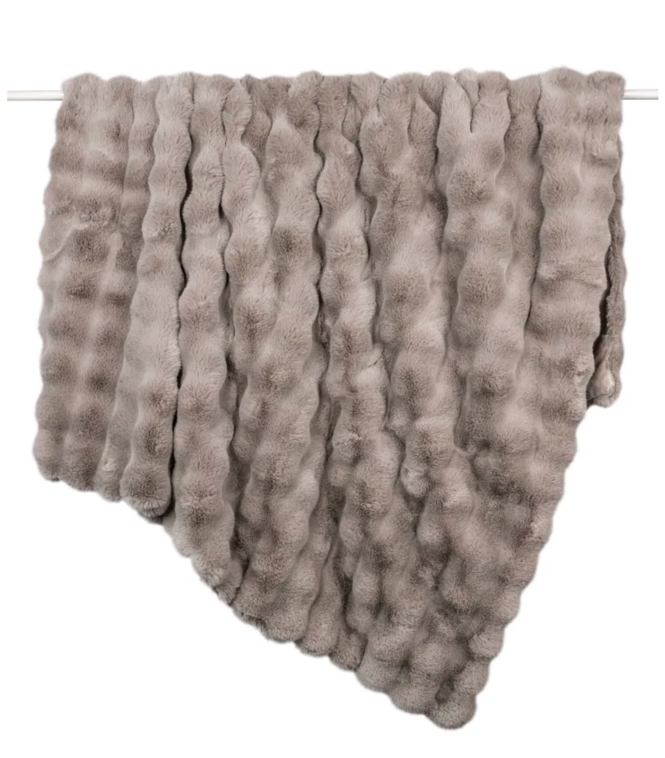 Taupe Waffle Faux Fur Throw