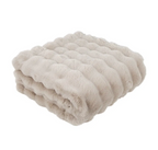 Beige Waffle Faux Fur Throw