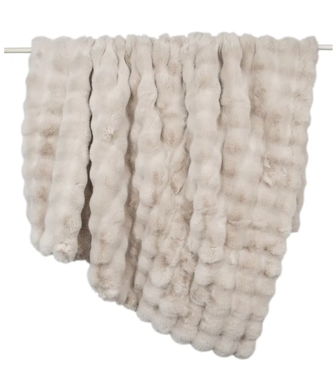 Beige Waffle Faux Fur Throw