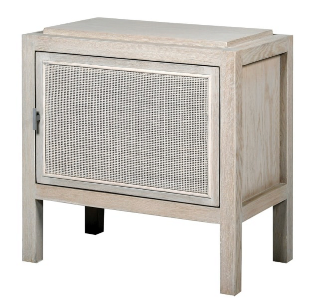 White-Wash Rattan Bedside Table