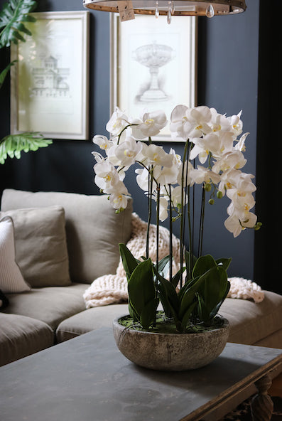 Ex Large Stone-Look Bowl Orchid