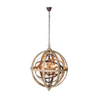 Metal and Wood Globe Chandelier