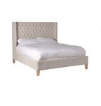Beige Buttoned Bed