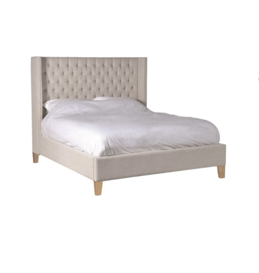 Beige Buttoned Bed