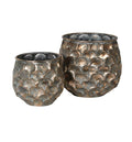 Set of 2 Gold Patina Petal Planters