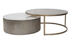 Set of 2 Nesting Marble and Tinted Glass Coffee Tables
