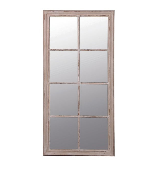 Large Taupe Windowpane Mirror
