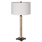 Marble and Matt Black Table Lamp with Shade