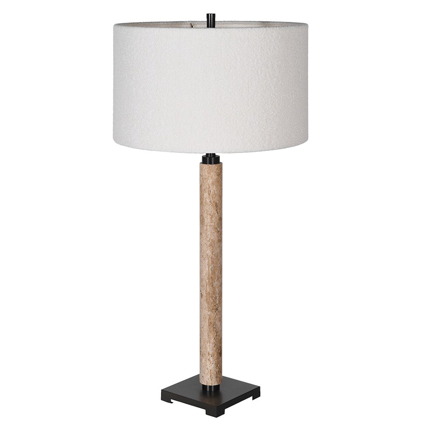 Marble and Matt Black Table Lamp with Shade