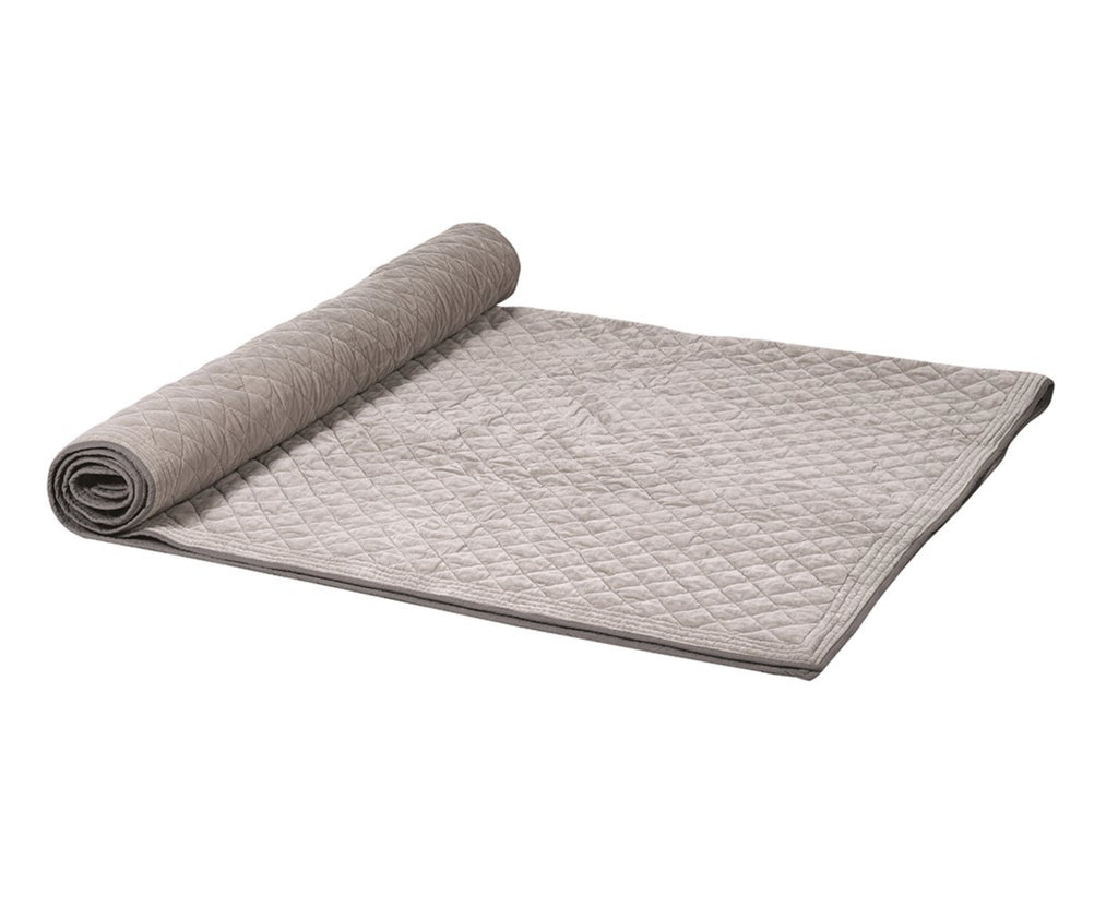 Super King-size Warm Grey Cotton Velvet Bedspread