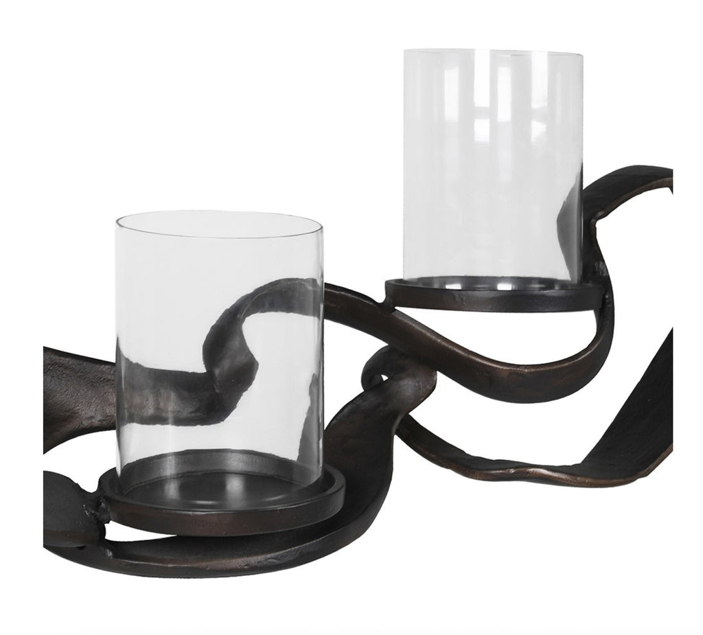 Black Knotted Hand Forged Candle Holder