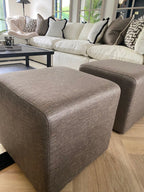 Iberis Taupe Cube Footstool
