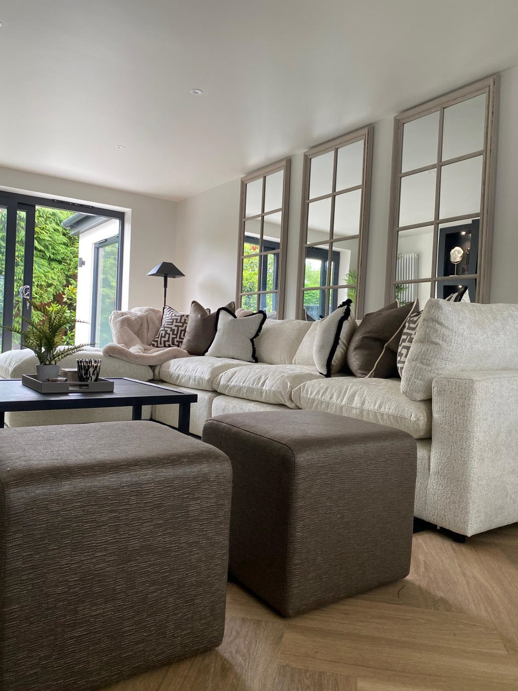 Iberis Taupe Cube Footstool