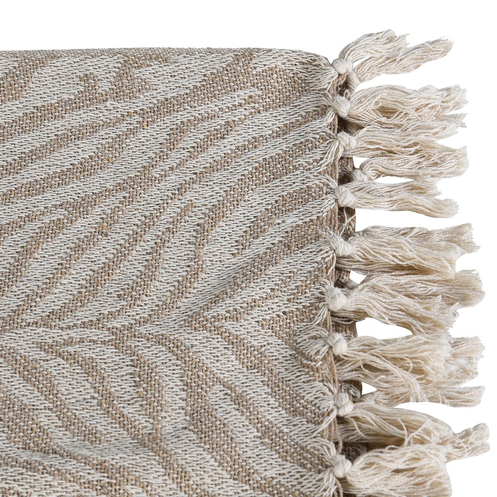 Neutral Zebra Print Throw with Fringe