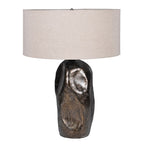 Asymmetric Bronze Table Lamp with Linen Shade