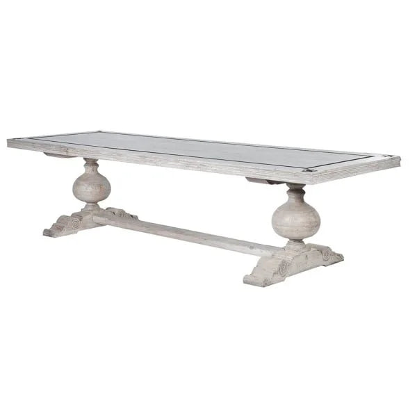 Large Wooden Dining Table with Inlay