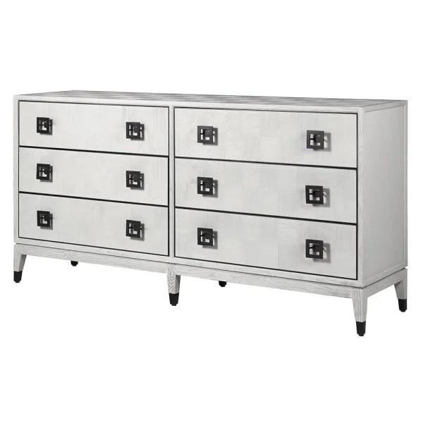 Off-White Parquet 6 Drawer Chest
