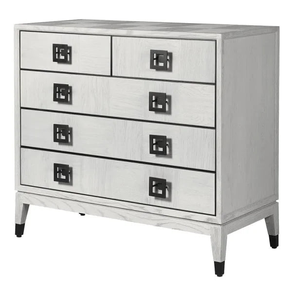 Off-White Parquet 5 Drawer Chest