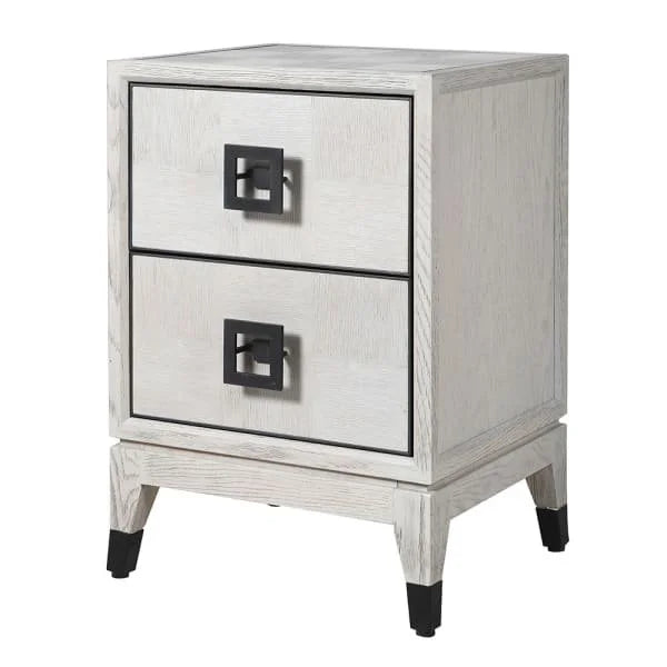 Off-White Parquet 2 Drawer Bedside