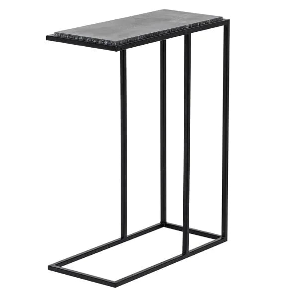 Black Marble Stone Side Table