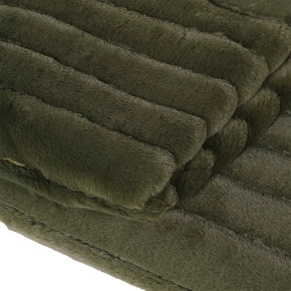 Olive Green Ribbed Faux Fur Throw