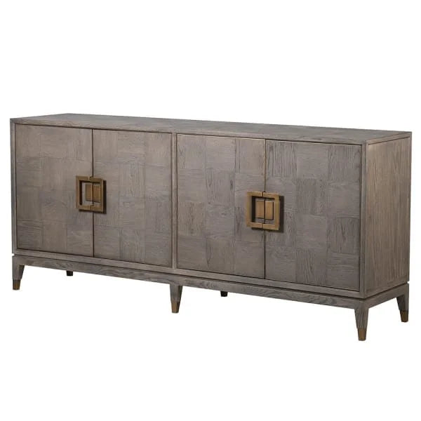 Brown Parquet 4 Door Sideboard