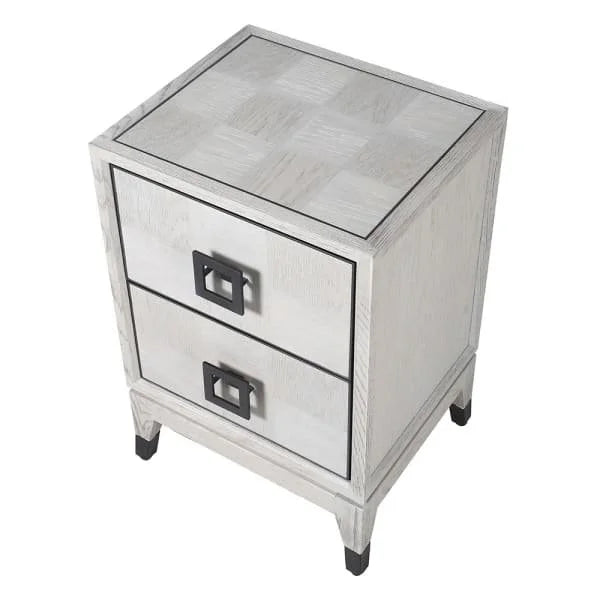 Off-White Parquet 2 Drawer Bedside
