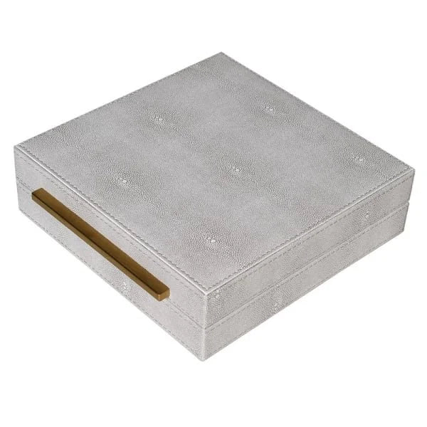 Set of 3 Ivory Faux Shagreen Boxes