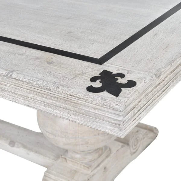 Large Wooden Dining Table with Inlay