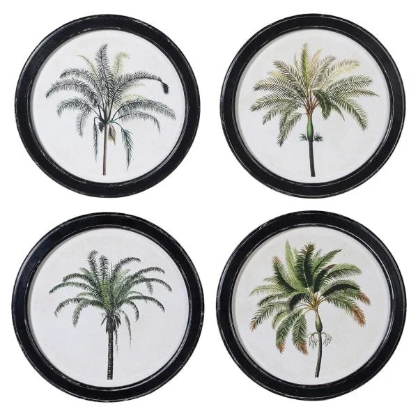 Set of 4 Round Palm Tree Pictures