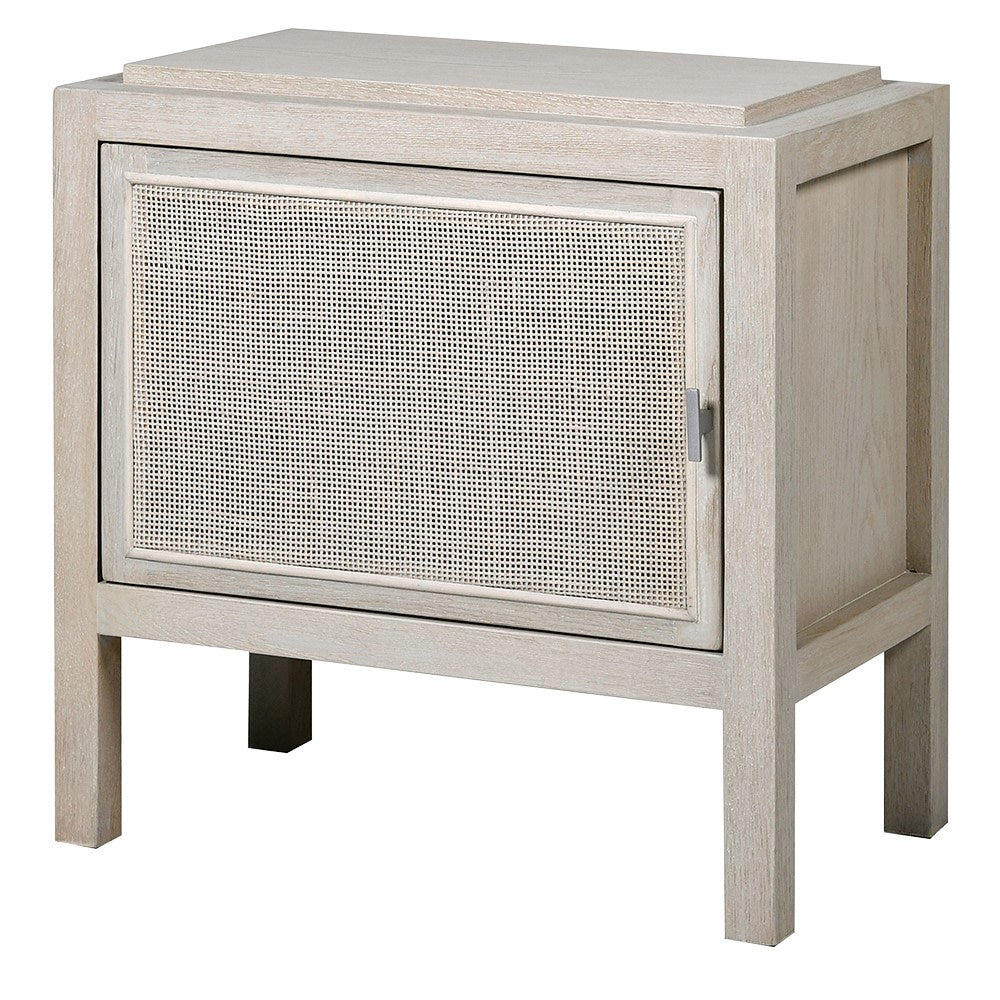 White-Wash Rattan Bedside Table