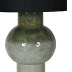 Green Table Lamp with Black Linen Shade
